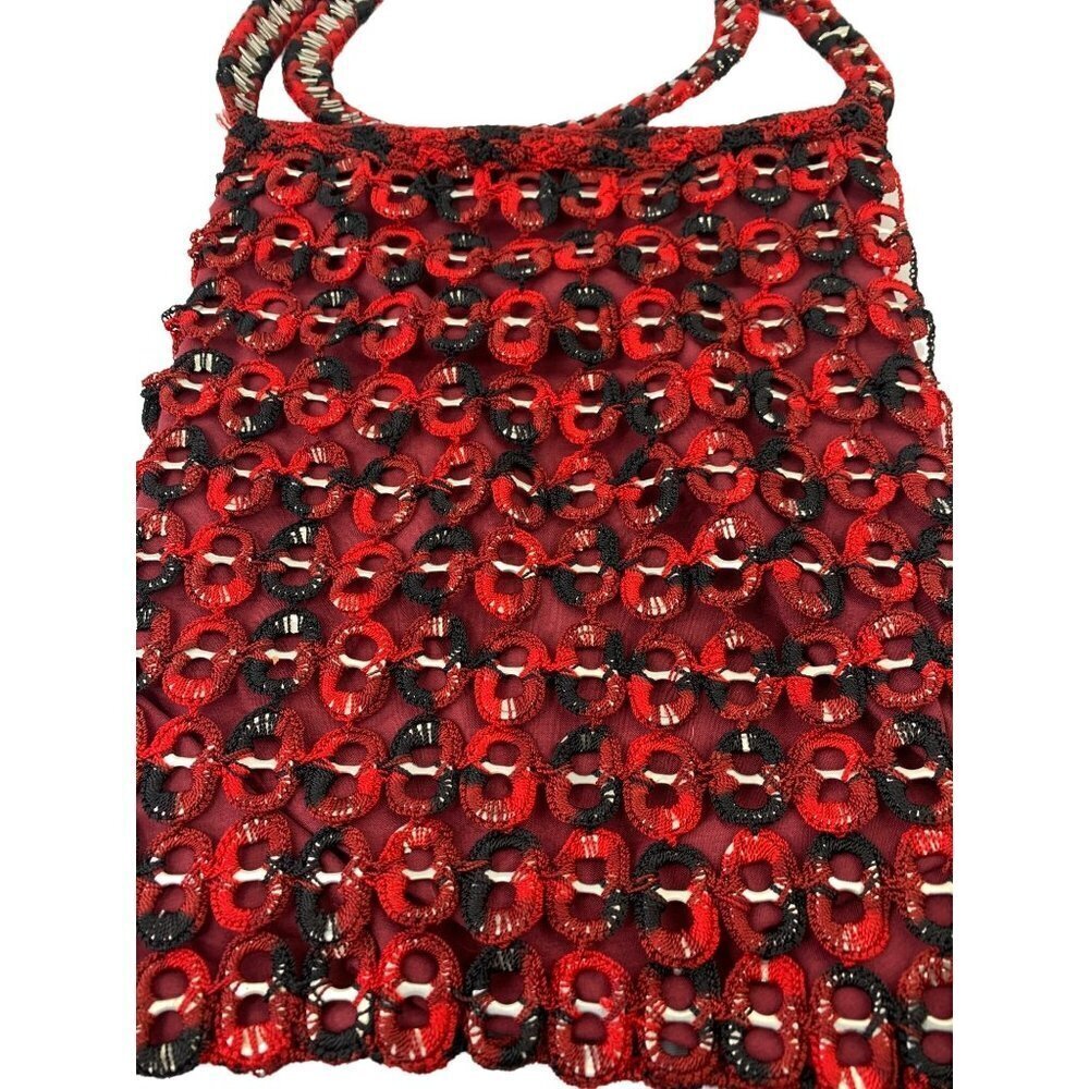 Women's Red Bottle Cap Knitted Cross Bag - Picture 3 of 8